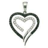 0.35 Carat (ctw) 14k White Gold Black & White Diamond Ladies Double Heart Pendant