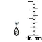 0.34 Carat (ctw) 14k White Gold Black & White Diamond Ladies Teardrop Style Drop Earrings