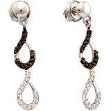 0.34 Carat (ctw) 14k White Gold Brilliant White & Black Diamond Ladies Dangling Drop Earring