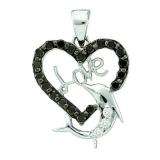 0.41 Carat (ctw) 14k White Gold Black & White Diamond Ladies Heart Pendant