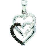 0.30 Carat (ctw) 14k White Gold Black & White Diamond Ladies Interlocking Heart Pendant