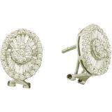 1.60 Carat (ctw) 14k White Gold Round & Baguette White Diamond Ladies Cluster Flower Earrings