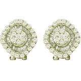 1.54 Carat (ctw) 14k White Gold Round & Baguette White Diamond Ladies Flower Cluster Earrings