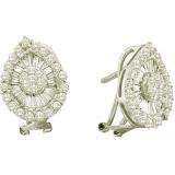 1.27 Carat (ctw) 14k White Gold Round & Baguette Cut White Diamond Ladies Cluster Flower Earrings