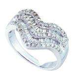 0.86 Carat (ctw) 14k White Gold Round & Baguette Cut Ladies Anniversary Wedding Fashion Band