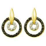 0.63 Carat (ctw) 14k Yellow Gold Round Black & White Diamond Ladies Fine Earrings