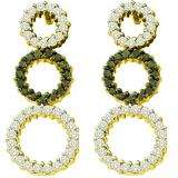 0.78 Carat (ctw) 14k Yellow Gold Round Black & White Diamond Ladies Dangling Drop Fashion Earrings