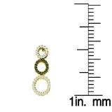 0.78 Carat (ctw) 14k Yellow Gold Round Black & White Diamond Ladies Dangling Drop Fashion Earrings