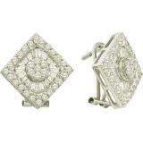 1.43 Carat (ctw) 14k White Gold Round & Baguette Cut White Diamond Ladies Flower Earrings
