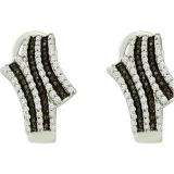 0.94 Carat (ctw) 10k White Gold Round Black & White Diamond Ladies Fashion Earrings