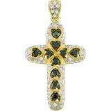 0.78 Carat (ctw) 14k Yellow Gold Round Black & White Diamond Ladies Cross Pendant