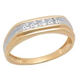 1/8 CT 10K Two Tone Gold Round Cut White Diamond Men's Channel Set 5 Stone Anniversary Wedding Band