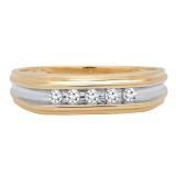 1/8 CT 10K Two Tone Gold Round Cut White Diamond Men's Channel Set 5 Stone Anniversary Wedding Band