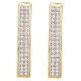 0.20 CT 10k Yellow Gold Round Diamond Micro Pave Hoop Earrings