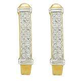 0.15 Carat (ctw) 10k Yellow Gold White Diamond Ladies Micro Pave Hoop Earrings