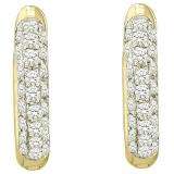 0.17 Carat (ctw) 10k Yellow Gold White Diamond Ladies Micro Pave Hoop Earrings