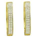 0.25 CT 10k Yellow Gold Round Diamond Micro Pave Hoop Earrings