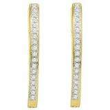 0.10 Carat (ctw) 10k Yellow Gold White Diamond Ladies Micro Pave Hoop Earrings