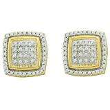 0.28 Carat (ctw) 10k Yellow Gold Round White Diamond Ladies Vintage Style Fine Earrings