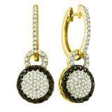 0.52 Carat (ctw) 10k Yellow Gold Round Black & White Diamond Ladies Dangling Earrings