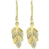 0.06 Carat (ctw) 10k Yellow Gold Brilliant White Diamond Ladies Dangling Drop Earrings