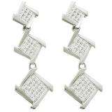 0.30 Carat (ctw) 10k White Gold Round White Diamond Ladies Micro Pave Dangling Earrings