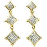 0.30 Carat (ctw) 10k Yellow Gold Round Diamond Ladies Kite Shape Dangling Drop Earrings