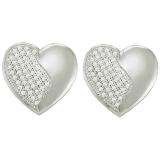 0.25 Carat (ctw) 10k White Gold Round White Diamond Ladies Micro Pave Heart Shape Earrings