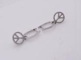 0.25 Carat (ctw) 10k White Gold White Diamond Ladies Micro Pave Peace Sign Drop Earrings