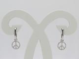 0.25 Carat (ctw) 10k White Gold White Diamond Ladies Micro Pave Peace Sign Drop Earrings
