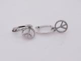 0.25 Carat (ctw) 10k White Gold White Diamond Ladies Micro Pave Peace Sign Drop Earrings