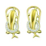 0.08 Carat (ctw) 10k Yellow Gold White Diamond Ladies Micro Pave Earrings