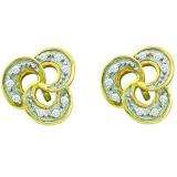 0.06 Carat (ctw) 10k Yellow Gold White Diamond Ladies Micro Pave Cluster Earrings