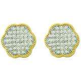 0.20 Carat (ctw) 10k Yellow Gold White Diamond Ladies Micro Pave Cluster Earrings