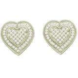 0.33 Carat (ctw) 10k White Gold Round White Diamond Ladies Micro Pave Heart Shape Stud Earrings