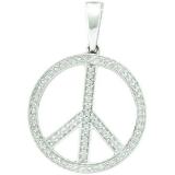 0.10 Carat (ctw) 10k White Gold Brilliant White Diamond Ladies Peace Pendant