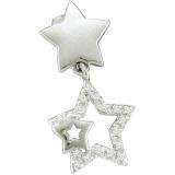 0.10 Carat (ctw) 10k White Gold White Diamond Ladies Micro Pave Star Shape Earrings