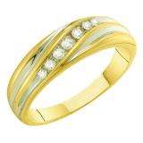 0.16 Carat (ctw) 10k Yellow Gold Brilliant White Diamond Men's 7 Stone Anniversary Wedding Band