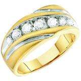1.00 Carat (ctw) 10k Yellow Gold Brilliant White Diamond Men's 7 Stone Wedding Anniversary Band