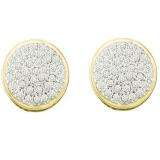 0.20 Carat (ctw) 10k Yellow Gold White Diamond Ladies Micro Pave Round Domed Stud Earrings