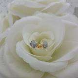 0.20 Carat (ctw) 10k Yellow Gold White Diamond Ladies Micro Pave Round Domed Stud Earrings