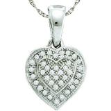 0.10 Carat (ctw) 10k White Gold Brilliant White Diamond Ladies Heart Pendant