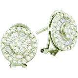 1.10 Carat (ctw) 14k White Gold Brilliant Round & Baguette Cut White Diamond Ladies Flower Earrings