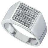 0.25 Carat (ctw) 10k White Gold Round Diamond Men's Hip Hop Anniversary Wedding Band
