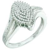 0.30 Carat (ctw) 10k White Gold Round White Diamond Ladies Vintage Style Bridal Engagement Ring