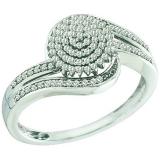 0.30 Carat (ctw) 10k White Gold Brilliant White Diamond Ladies Micro Pave Bridal Engagement Ring