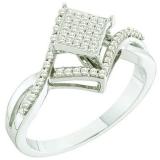 0.25 Carat (ctw) 10k White Gold Round White Diamond Ladies Micro Pave Bridal Engagement Ring