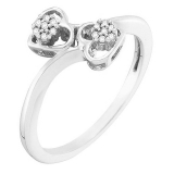 0.05 Carat (ctw) 10k White Gold White Diamond Ladies Double Heart Promise Ring