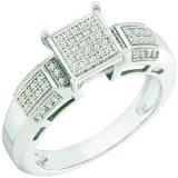 0.15 Carat (ctw) 10k White Gold Brilliant White Diamond Ladies Micro Pave Bridal Engagement Ring