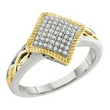 0.15 Carat (ctw) 10k White Gold Round Diamond Ladies Two Tone Bridal Engagement Ring